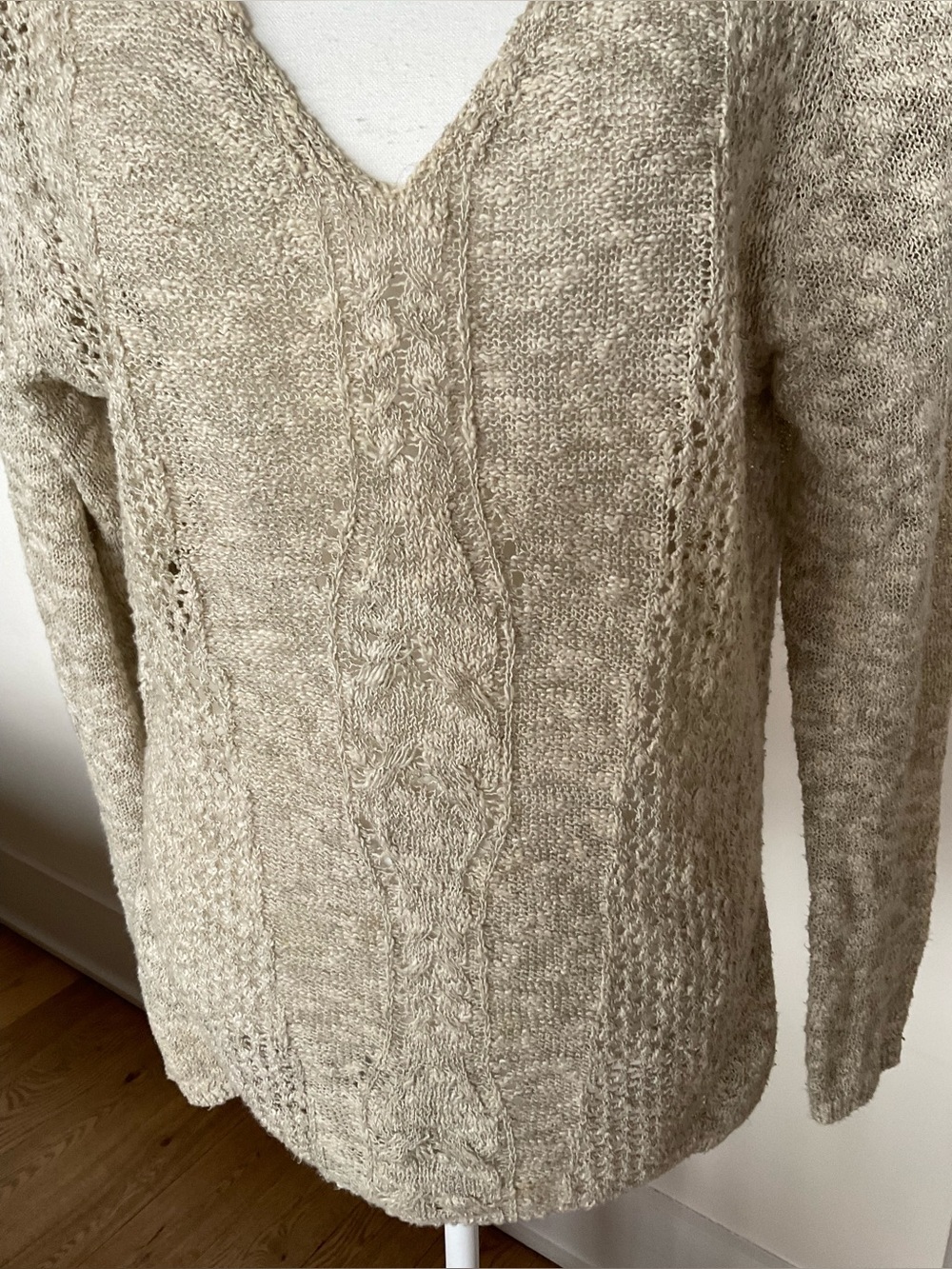 Massimo Dutti Linen Blend Open Knit Sweater Beige XL Spain - Picture 6 of 9